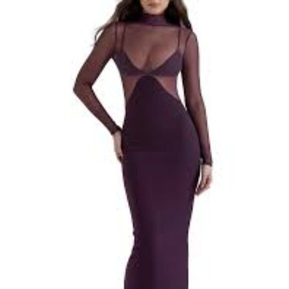 NTWO-HOUSE OF CB "SAFIYA" BLACK GRAPE MAXI DRESS - Picture 2 of 5